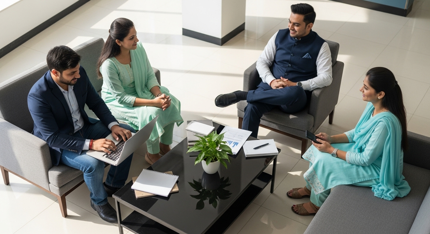 Four People Work Meeting